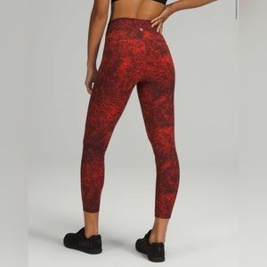 Lululemon wonder train demon wash autumn red black 25” legging